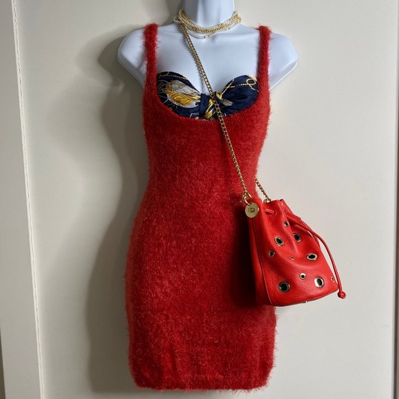 Anthropologie Farm Rio Orange Bodycon Knit Dress - Picture 4 of 5